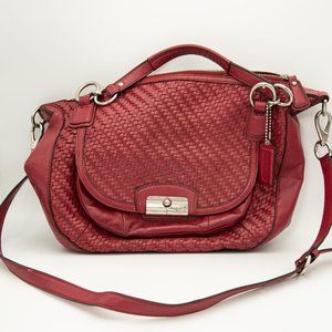 Coach Kristen Woven Scarlet Leather Hobo Bag 19314